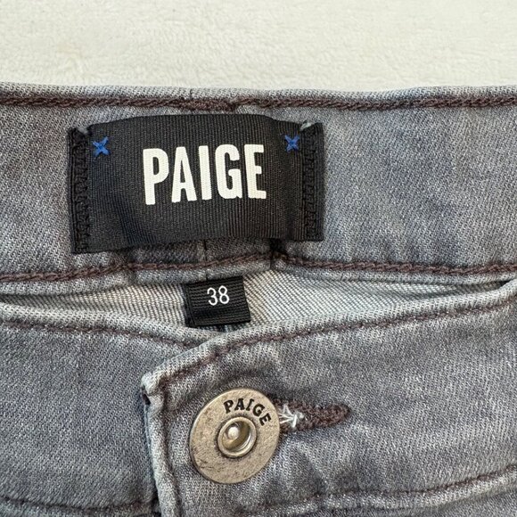 Paige Mens Grey Straight-Leg Jeans Size 38 Comfortable Fit - Picture 3 of 12